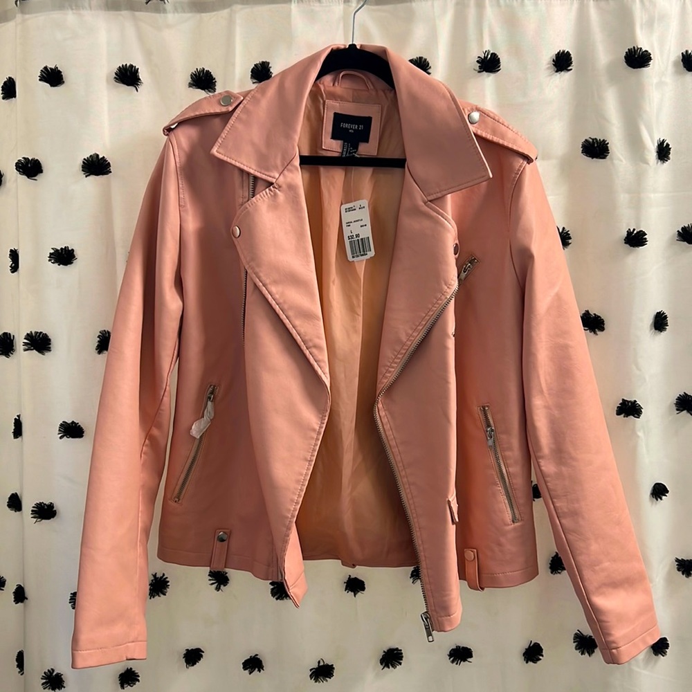 Forever 22 Men’s Pink Faux Leather Jacket